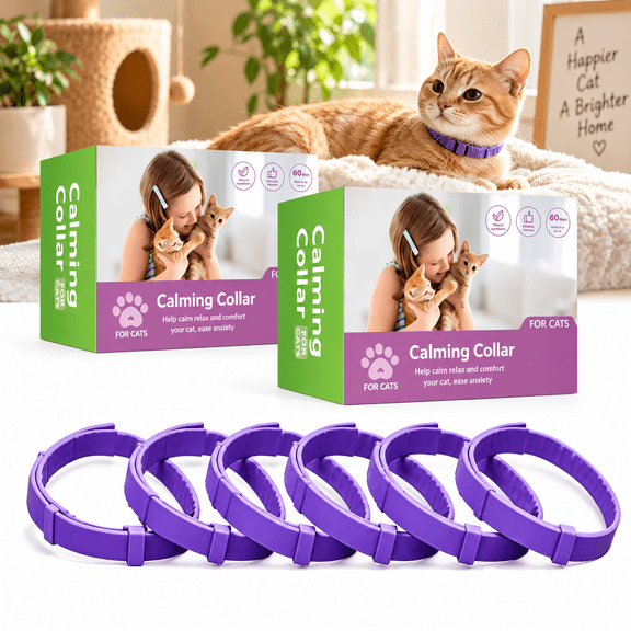 12-Pack Calming Pheromone Collars for Cats, Adjustable Cat Comfort Collars