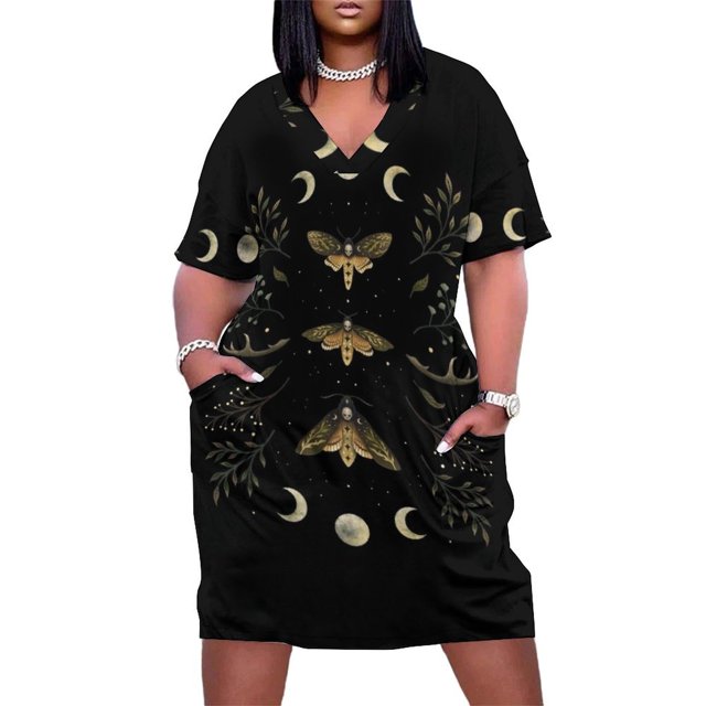 Death Head Maths Night vestido de bolsillo suelto para mujer vestidos de novia