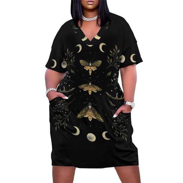 Death Head Maths Night vestido de bolsillo suelto para mujer vestidos de novia