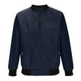 thumbnail image 3 of Aueoeo Men's Bomber Jackets Full Zip Embroidered Jacket Winderpoof Lightweight Stand Up Collar Sport Coat With Pockets Navy S, 3 of 5