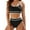 Black, variant on Sakmal Ribbed Bikini Sets for Women High Waisted Blue Two Piece Swimwear Padded Push Up Swimsuit Sets