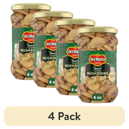 (4 pack) Del Monte Mushrooms Slices, 6 oz Jar