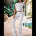 thumbnail image 4 of Pantalón de Traje de Corta Ajustado de Color Liso Gris Talla S, 4 of 9