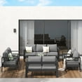 thumbnail image 4 of ECOPATIO Aluminum Patio Furniture Set, 9 Pcs Metal Modern Outdoor Sofa Sets, Outdoor Sectional Patio Conversation Set with Coffee Table for Backyard, Poolside, Dark Grey (Included Waterproof Covers), 4 of 8