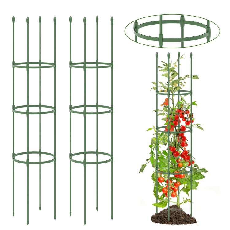 Resenkos 2-Pack Garden Trellis Tomato Cage with Adjustable Height-Green