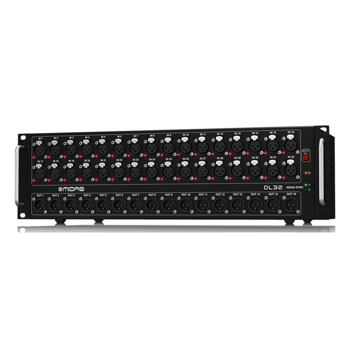 Midas DL32 32-Input/16-Output Stage Box with 32 Midas Mic Preamplifiers, Bundle with 4x 25' XLR Microphone Cable