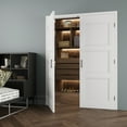 thumbnail image 2 of 60" x 80" 3 Panel Double Doors with French Door Ready-to-Assemble Jamb, Molded Solid Core Door, Black Ball Catch, Interior Door, Pre-finished & Paintable, White, 2 of 9