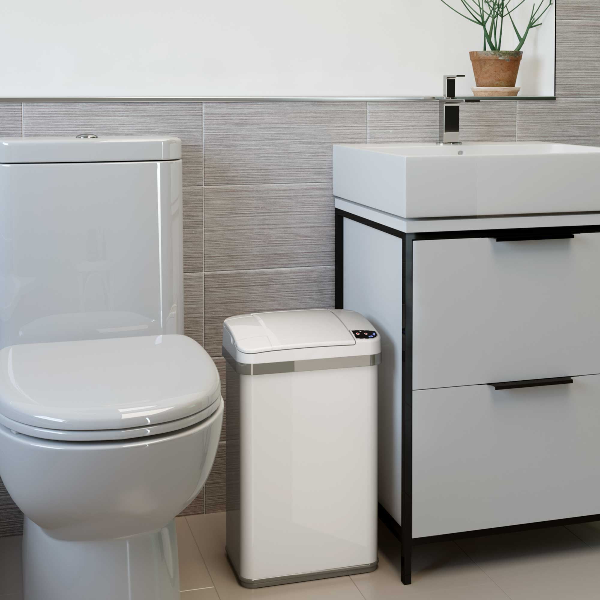 iTouchless 4-Gal Multifunction Sensor Trash Can, Pearl White