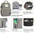 thumbnail image 6 of HAPPYLUOKA Diaper Bag with Changing Station, 3 in 1 Large Capacity Multi-Functional Baby Nappy Bag for Girls & Boys, Gray, 6 of 9
