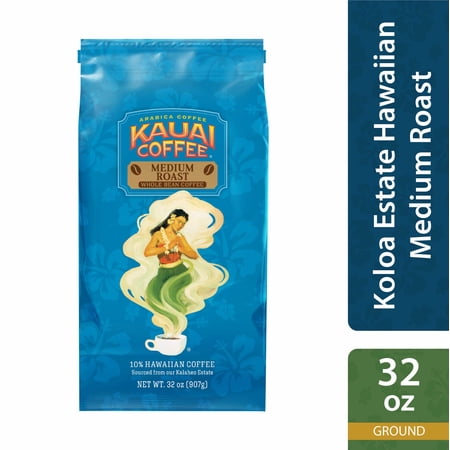 Kauai Whole Bean Coffee, Koloa Estate Medium Roast, 32 oz Package