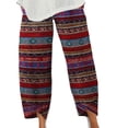 thumbnail image 1 of WISEFIN Women's Cotton Linen Floral Printed Mid Waist Relaxed Fit Casual Pants Trousers, 1 of 2
