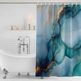 thumbnail image 4 of Teal Blue Marble Waterproof Fabric Shower Curtain,Abstract Artwork Aesthetic Waterproof Fabric Shower Curtain for Bathroom Curtains Bathtubs Hotel Washable Shower Curtains with 12 Hooks Small 36x72in, 4 of 8