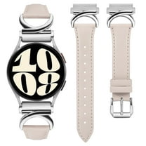 TOYOUTHS Leather Bands Compatible with Samsung Galaxy Watch 7/6/5/4 40mm 44mm/Watch 6 Classic 43mm 47mm/Watch 5 Pro 45mm Band, 20mm Slim Thin Dressy Leather Strap with C-Shape Metal Buckle for Women