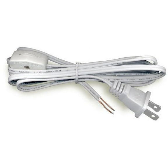 National Artcraft® 8' White Lamp Cord with Rotary Switch & Stripped Ends (Pkg/5)