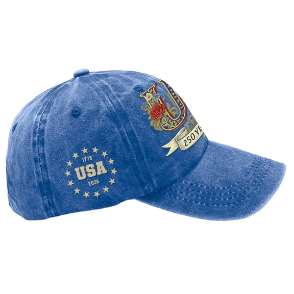 250 Anniversary USA American Flag Hat 4th of July Adjustable Cap Distressed Retro Embroidered Cap Patriotic Gift for Men Women Patriots,Royal Blue