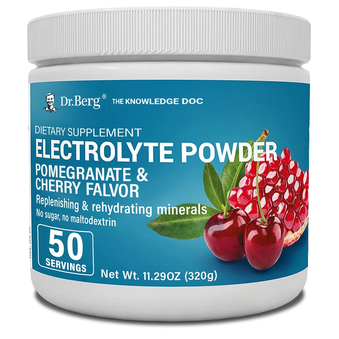 Dr. Berg Electrolyte Powder, Pomegranate & Cherry Flavor Hydration Powder, 50 Servings