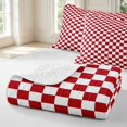 thumbnail image 4 of Manfei Modern Checkered Quilt King,Geometric Plaid King Coverlet Set,Dark Red White,3 Pieces,1 Bedspread and 2 Pillowcases, 4 of 7