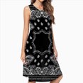 thumbnail image 2 of Black Paisley Bandana Pattern Dress Elegant Party Dresses Evening Dresses Women Dress Sleeveless Dress Ladies Dresses, 2 of 4