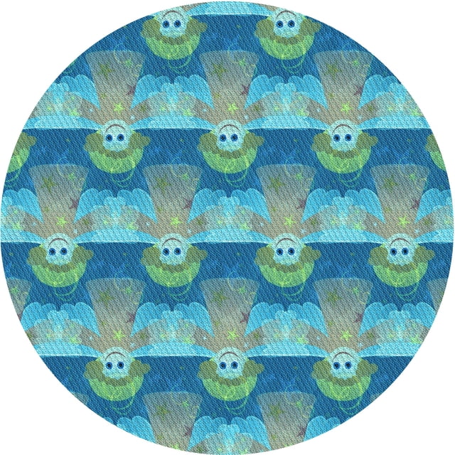 Ahgly Company Machine Washable Indoor Square Transitional Glacial Blue Ice Blue Area Rugs, 3' Square