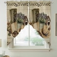thumbnail image 2 of Vintage Farmhouse Swag Valances for Windows 2 Pack, Kitchen Window Curtains 36 Inch Length, Retro Country Boots Flowers Leaf Wooden Plank Privacy Swag Curtains for Living Room/Bathroom 36"x36", 2 of 8