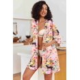 thumbnail image 2 of Ekouaer Women's Short Silk Robes Bride Bridesmaid Kimono Satin Bathrobe V Neck 3/4 Sleeve Sleepwear with Pockets, 2 of 5