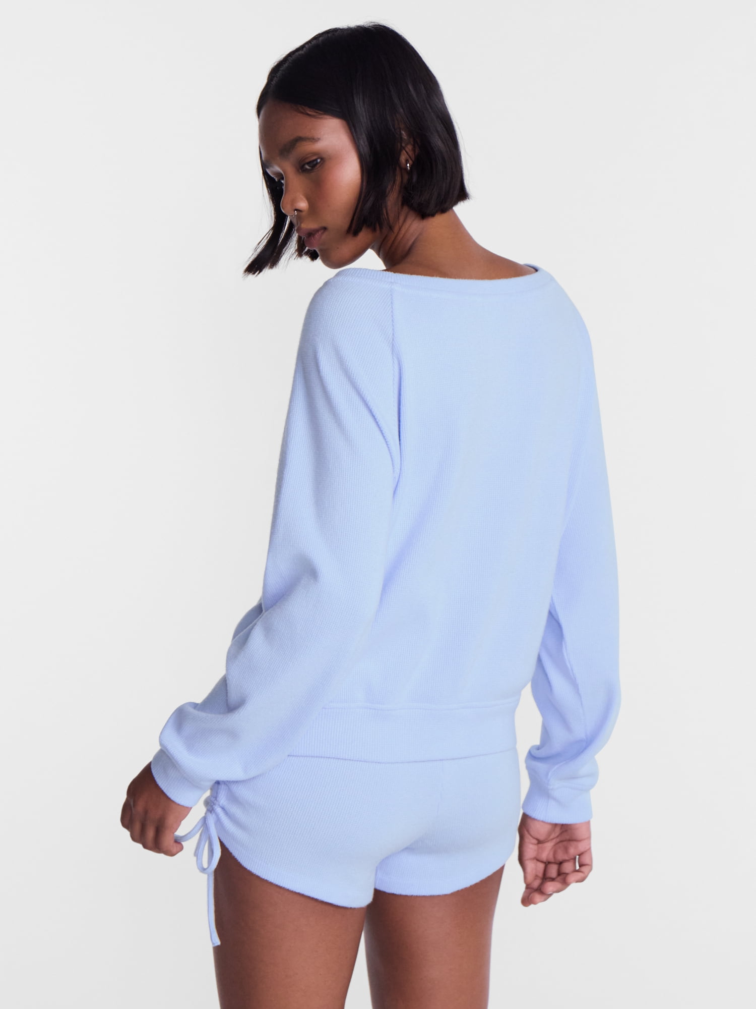 No Boundaries Waffle Knit Sleep Top, Women’s and Women’s Plus XS-2X