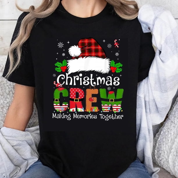 Camiseta de Navidad 100% Algodón "Haciendo Recuerdos Juntos" para Mujer, Familia a Juego
