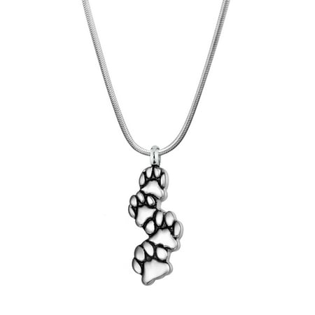 Dog Tracking Kit - Anavia Cute Dog Paws Track Pet Cremation Jewelry Memorial Necklace Ash Urn Keepsake with Free Funnel Kit and Velvet Jewelry Box