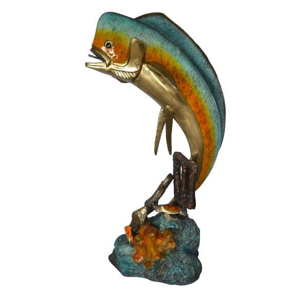 Mahi Mahi -large Fish fountain Bronze Statue  -  Size: 30"L x 32"W x 69"H.