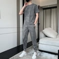 thumbnail image 4 of Conjuntos de camiseta y pantalones para hombre, trajes deportivos para correr, chándal básico barato, estampado liso, parte superior 5xl, ajuste regular, gráfico, S XL, ropa para hombre, 4 of 4