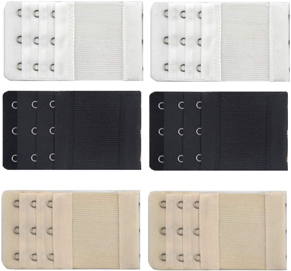 6 Pieces 3 Rows 3 Hooks Women’s Bra Extender Set Elastic Back Bra