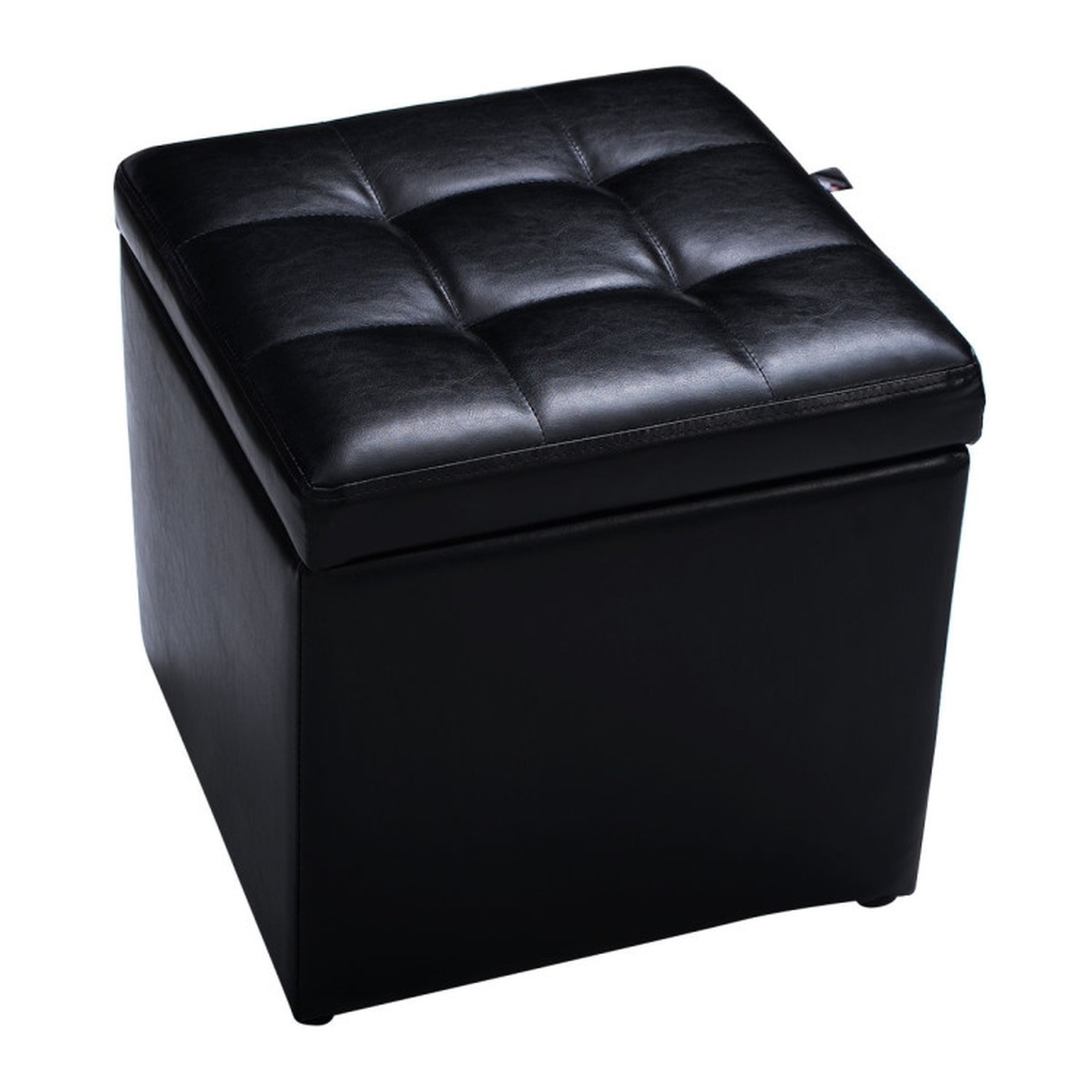 Furnibear Foldable Cube Ottoman Pouffe Storage Seat for Living Room Bedroom Entryway Storage Footrest Seat, Black