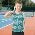thumbnail image 6 of Intricate Turquoise White Knit Pattern Vest Undershirt Tank Top Sleeveless Quick Dry 6Y, 6 of 7