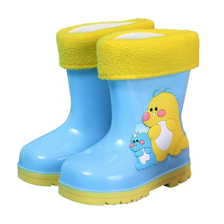 

kpoplk Girls Snow Boots Size 1 Children Waterproof Rain Boots Comfortable Wrapped Cartoon Removble Interior Design Baby Boots(Blue)