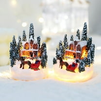Christmas Village Houses Set - Glow in The Dark Winter Wonderland Decor with Snow-Covered Resin Cabins, Trees & Lampposts for Holiday Displays