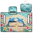 thumbnail image 5 of Xixirimido Golf Cart Seat Covers, Universal Golf Cart Seat Towel Blanket Quilted with 4 Pockets Fits for EZGO, Yamaha, Club Car & More 2-Seat Carts, Beach Dolphin Plumeria Floral, 5 of 8