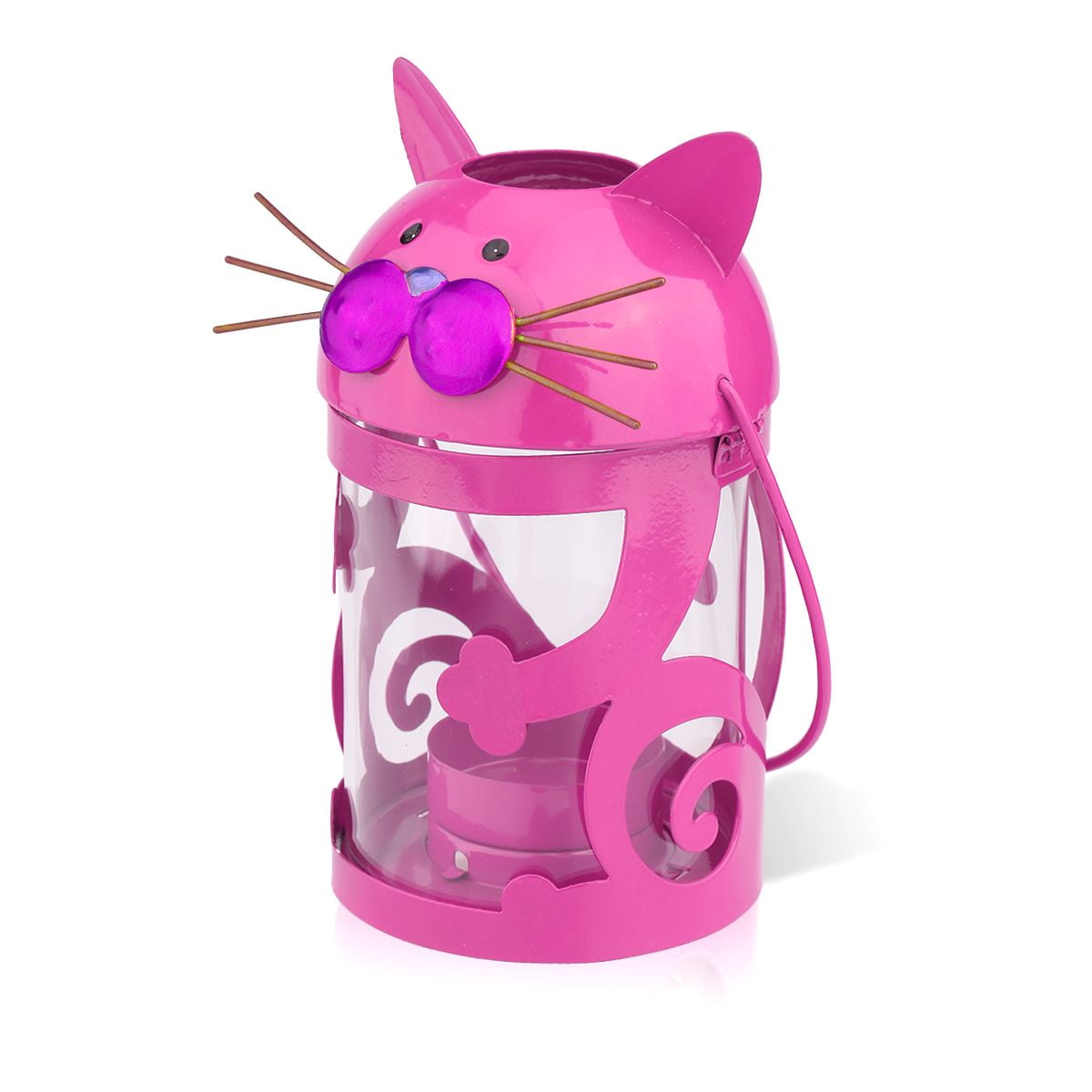 Cat candle holder Hurricane lamp Practical ornament  ornament N8T5 pink 