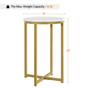 Renwick X-Based Faux Marble Side Table for Livingoom, White/Gold