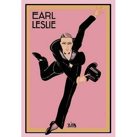 Art deco poster of the French male cabaret dancer Earl Leslie in a tuxedo  Louis Gaudin aka Zig was a poster and French costume designer who began his carrer in the USA Poster Print by Louis