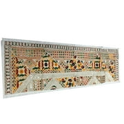 Mogul Vintage Flower Embroidery Table Runner Party Decor Ivory Table Throw Tapestry
