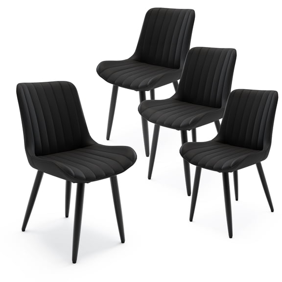 Alvantor Dining Chairs Set of 4 Upholstered Side Chairs with Padded Seats & Metal Legs for Kitchen Living Room Black