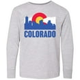 thumbnail image 3 of Inktastic Colorado Flag and Skyline Long Sleeve Youth T-Shirt, 3 of 5