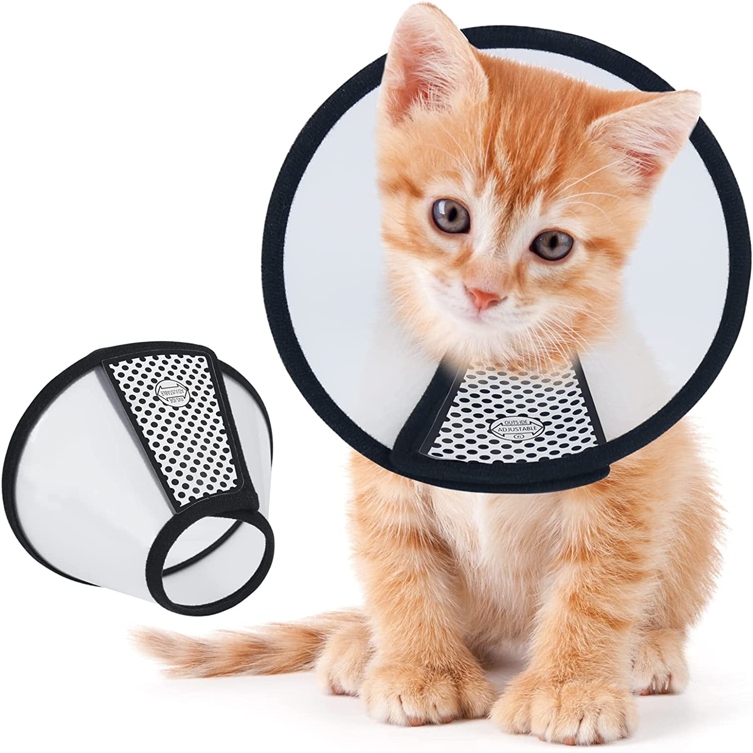 Cat Cone, Adjustable Recovery Pet Cone, 6.1 Inches Lightweight Plastic