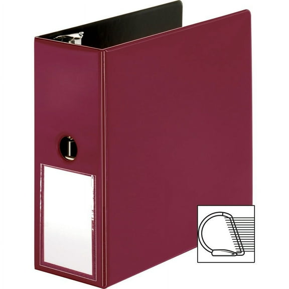 Business Source 5" D-Ring Binder - 5" Binder Capacity - 1050 Sheet Capacity - Slant D-Ring Fastener(s) - Internal Pocket(s) - Burgundy - Transparent, | Bundle of 2 Each