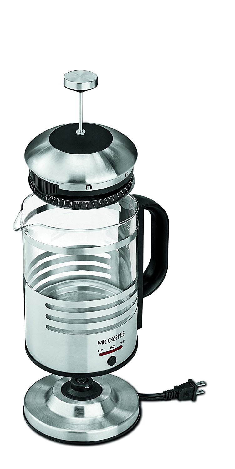 Mr. Coffee Brivio 28 Ounce Glass French Press Coffee Maker with Plastic Lid  - 9690603
