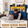 thumbnail image 6 of ARICOEASY Twin XL Bed Frames with 51.3" Tall Hidden Storage Headboard, Navy Blue, 6 of 9