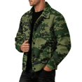 thumbnail image 4 of Havenx Mens Camo Corduroy Jacket Long Sleeve Button Down Shirt Jacket with Pockets Lapel Collar Camouflage Print Coat Casual Western Loose Fit Fall Winter Clothes,Green XL, 4 of 6