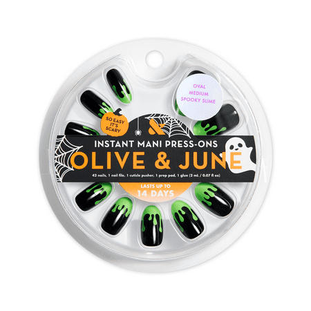 Olive & June Instant Mani Medium Oval Press-on Nails, Spooky Slime, 42 Pieces