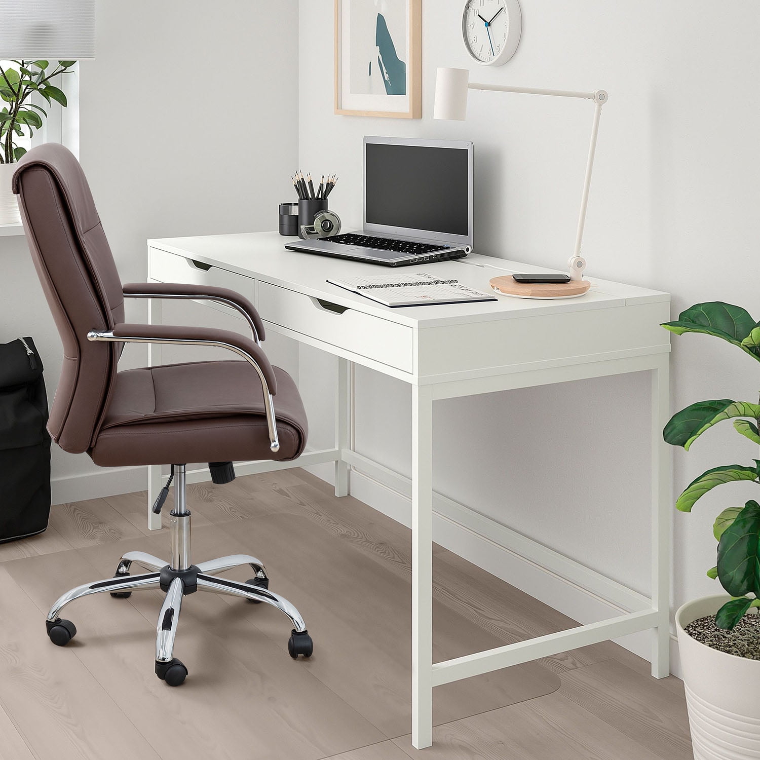 Lacoo Faux Leather High-Back Executive Ergonomic Office Desk Chair, Brown