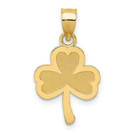 14k Yellow Gold Leaf - 14K Yellow Gold 3 Leaf Shamrock Clover Pendant 17x12mm